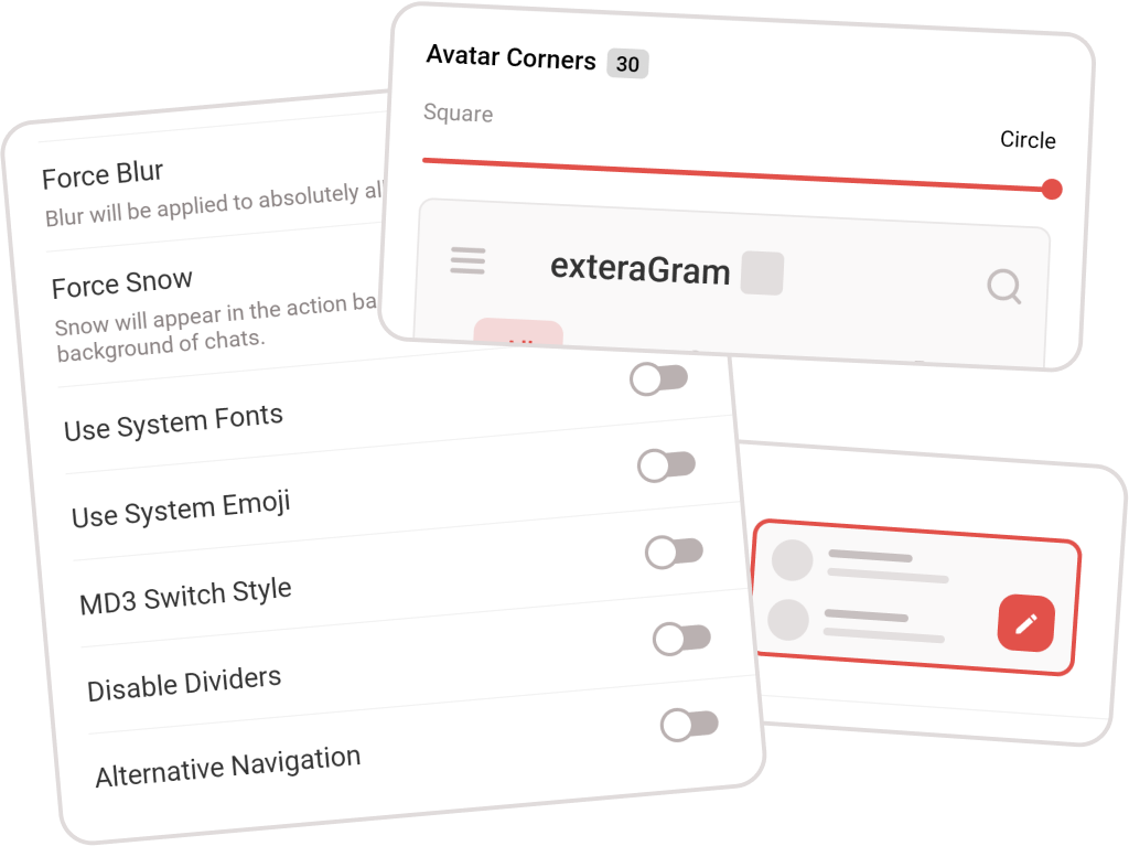 Demonstration of wide variety of UI customization settings